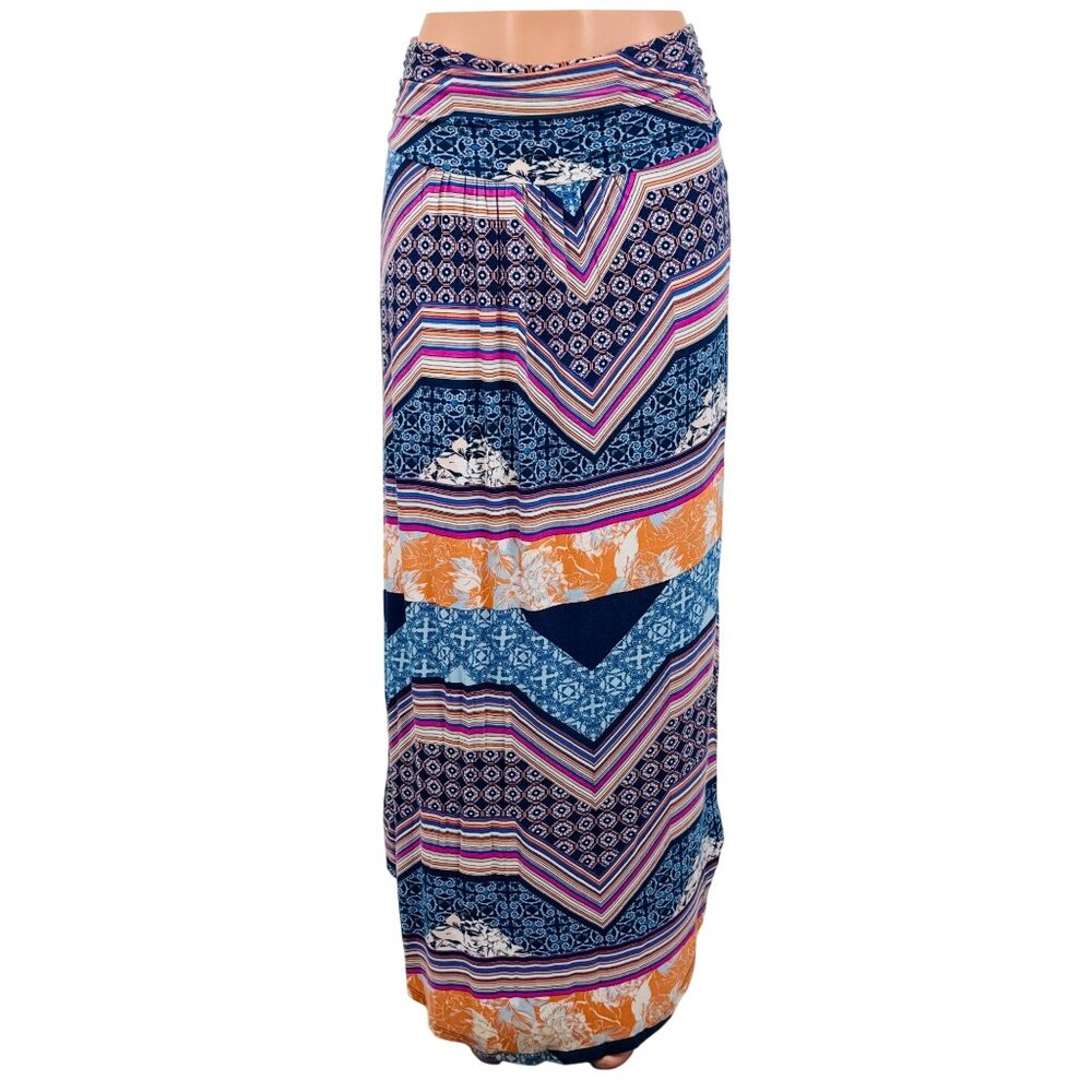 Anthropologie Multicolor Ruched Sides Maxi Skirt | Boho Poetcore Coastal Cowgirl - Picture 3 of 16